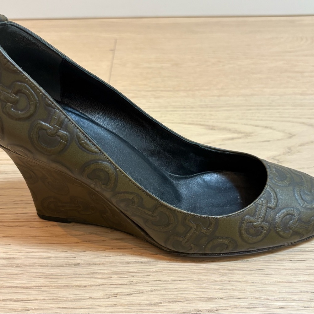 Gucci Olive Green Wedge Shoes